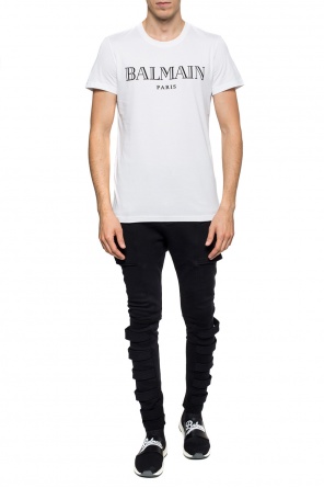 T-shirt with a velvet logo, zdjęcie 2 T-shirt with a velvet logo od Balmain